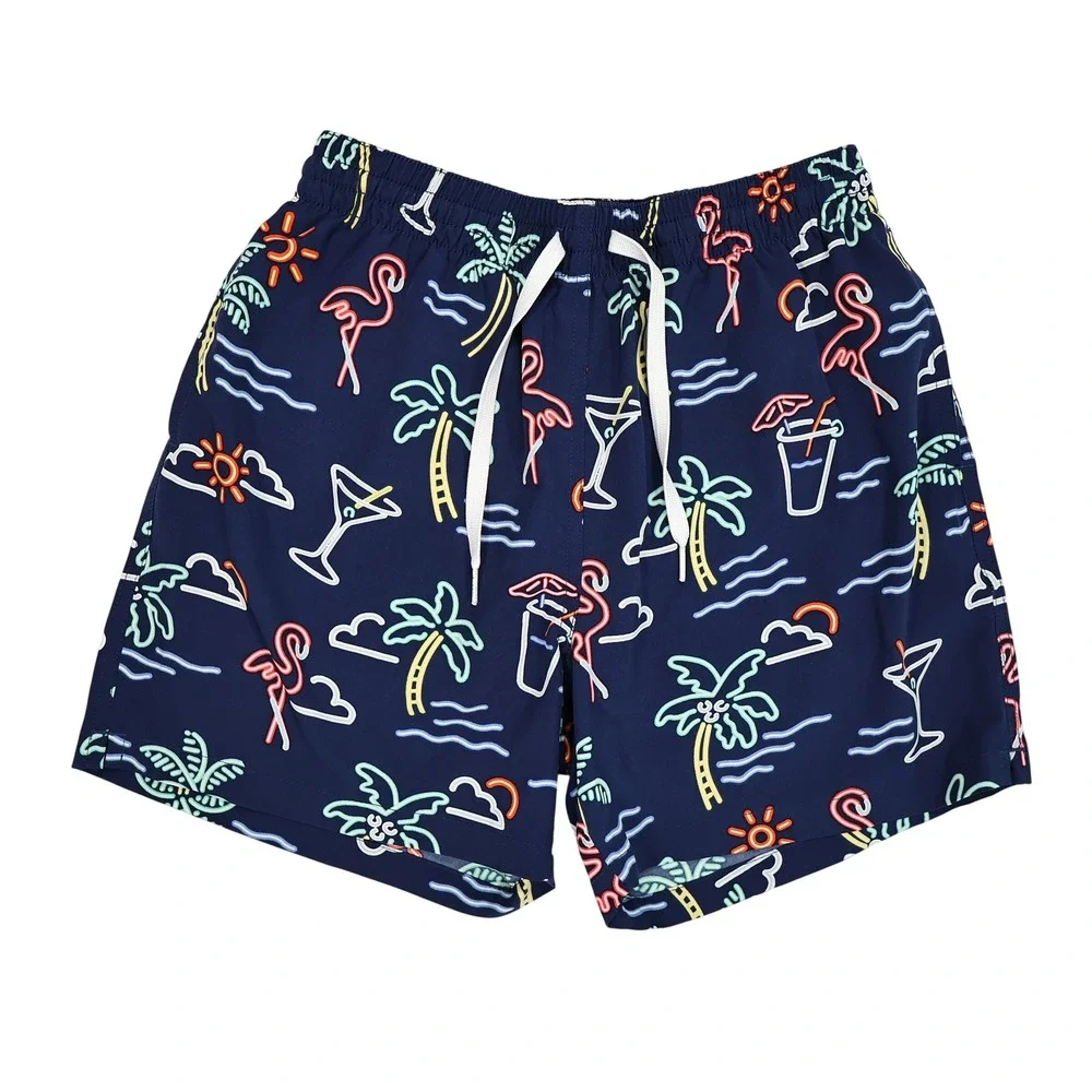 CHUBBIES Men's S Navy Neon Tropical Print 5.5